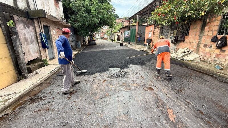 Recuperação asfáltica da Prefeitura de Manaus contempla comunidade Val Paraíso