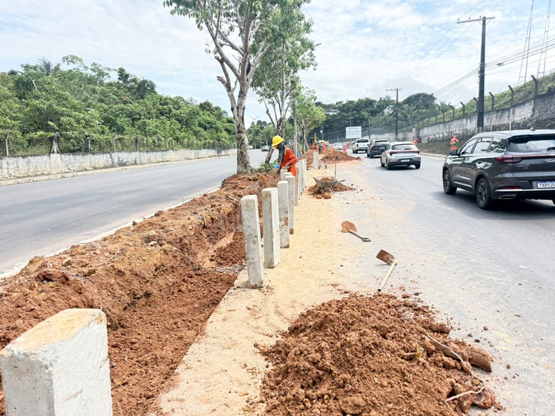 Prefeitura de Manaus alcança 95% de execução de obras da avenida do Turismo com novo pavimento, alargamento e embelezamento