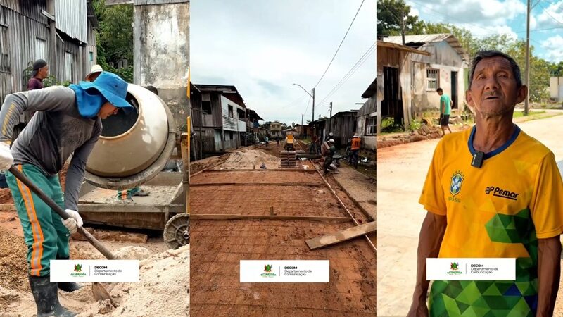 A prefeitura de Caapiranga vem fazendo o trabalho concretagem nas ruas da cidade