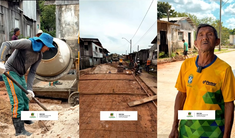 A prefeitura de Caapiranga vem fazendo o trabalho concretagem nas ruas da cidade