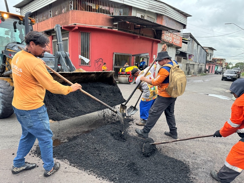 Prefeitura de Manaus avança em obras intensivas de recuperação asfáltica no bairro Nova Floresta